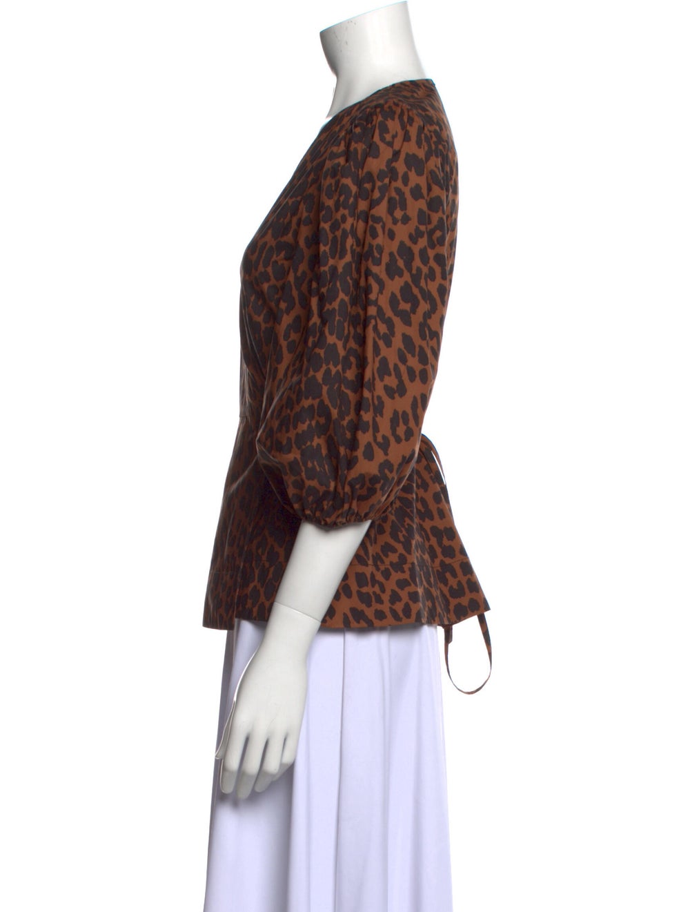 Ganni Animal Print V-Neck Blouse - image 2