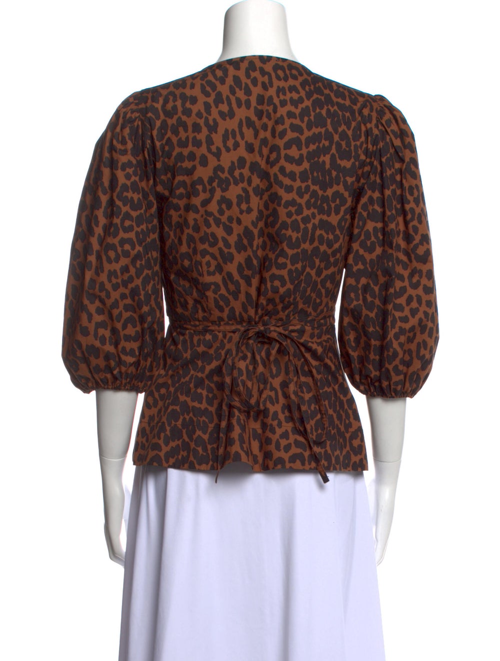 Ganni Animal Print V-Neck Blouse - image 3