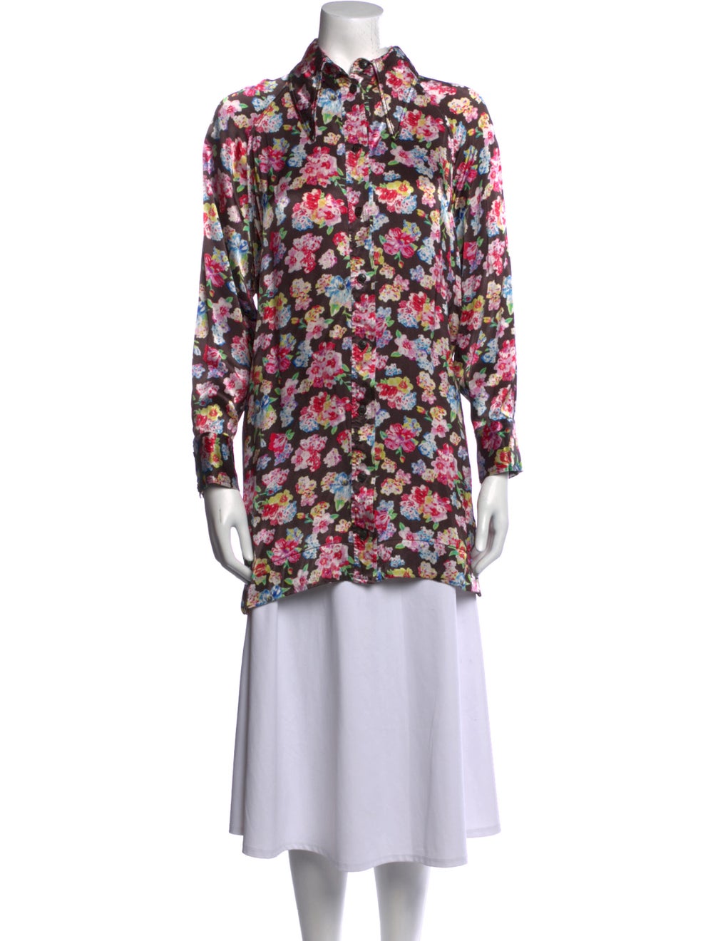 Ganni Floral Print Mock Neck Tunic - image 1