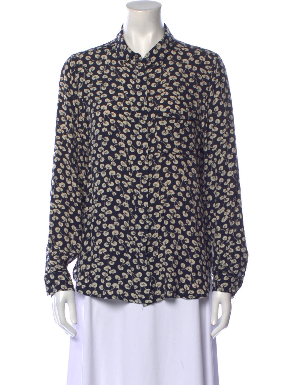 Ganni Printed Long Sleeve Button-Up Top - image 1
