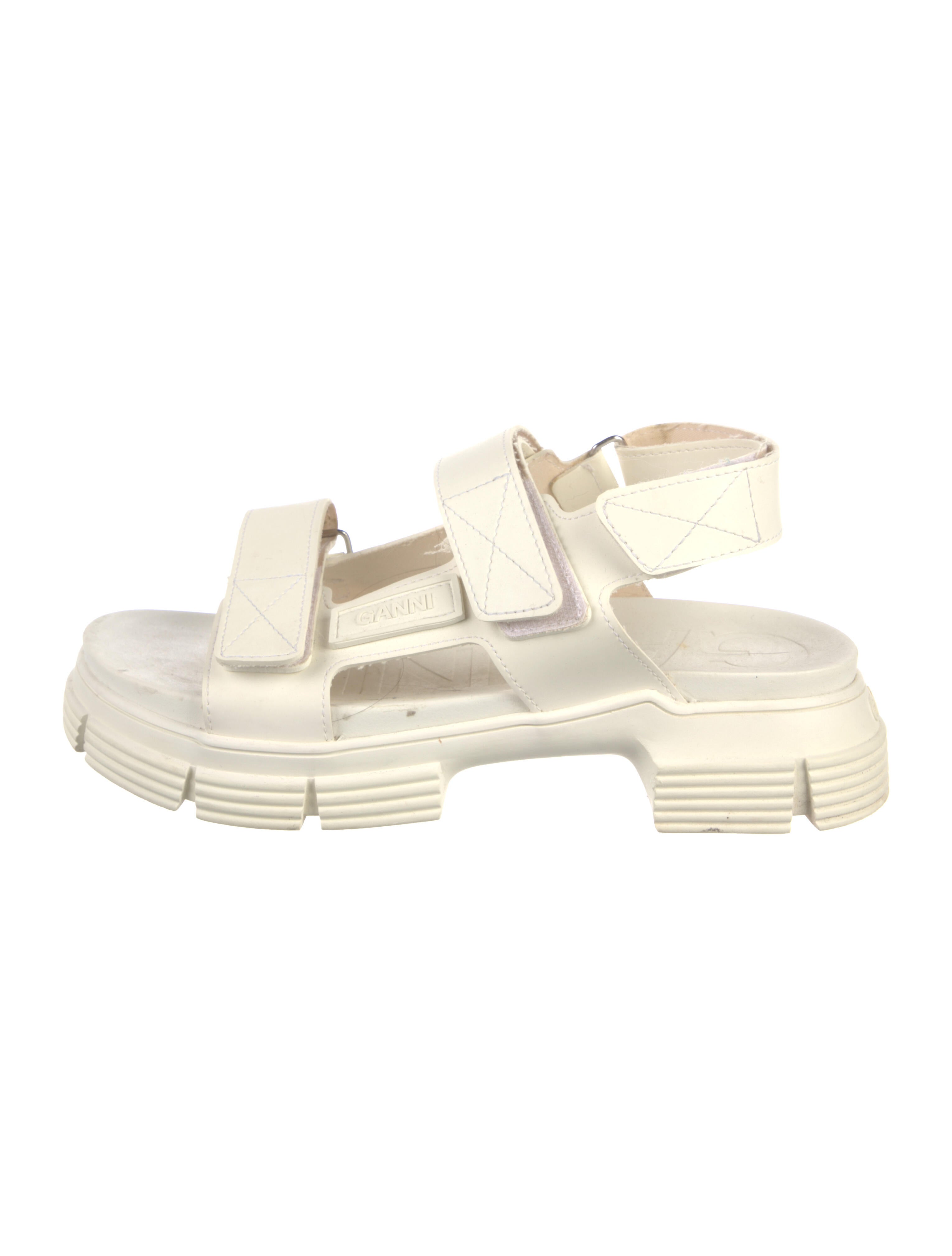 Ganni Rubber Sandals - White Sandals, Shoes - WZG71622 | The