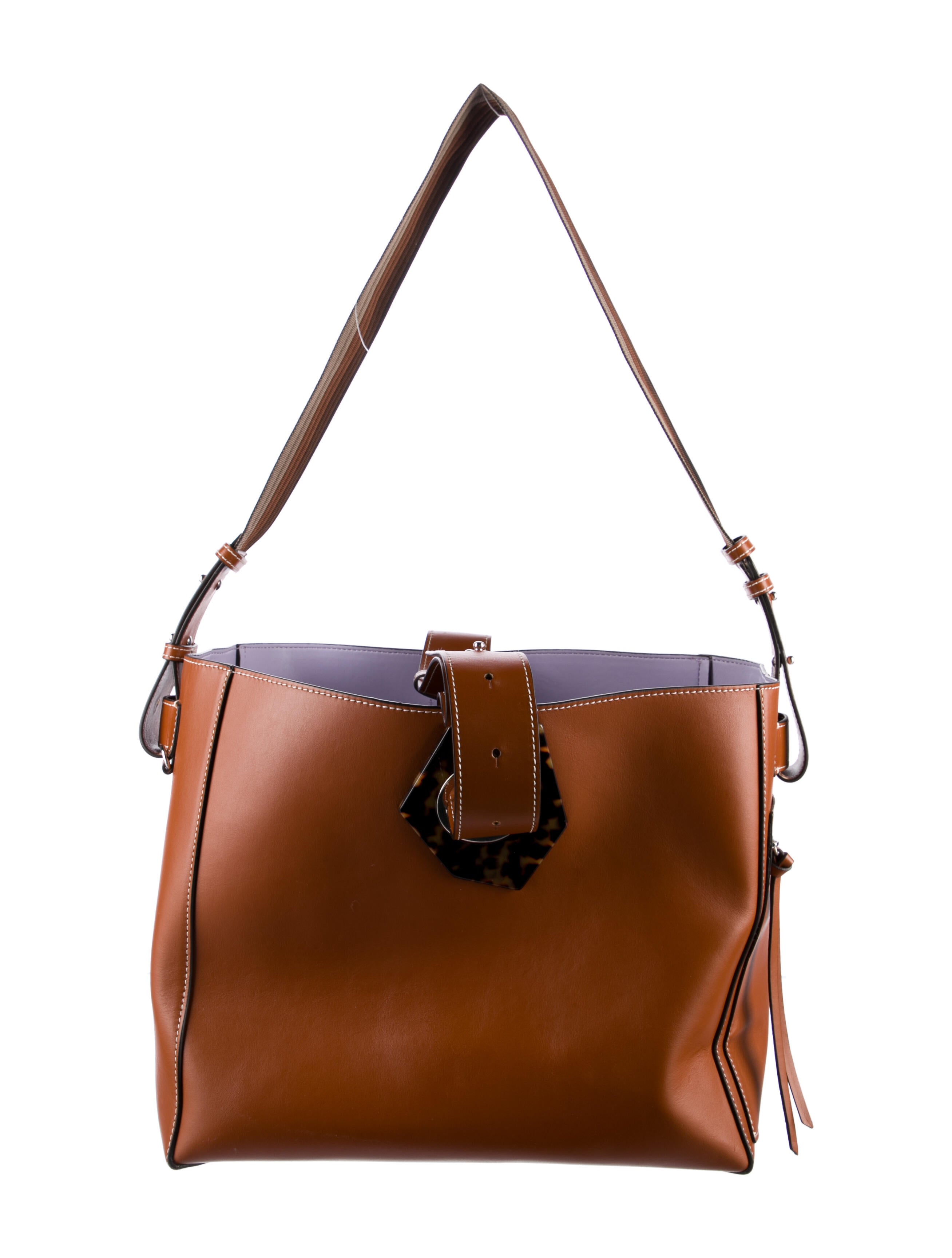 Ganni Large Leather Shoulder Bag Brown Shoulder Bags, Handbags