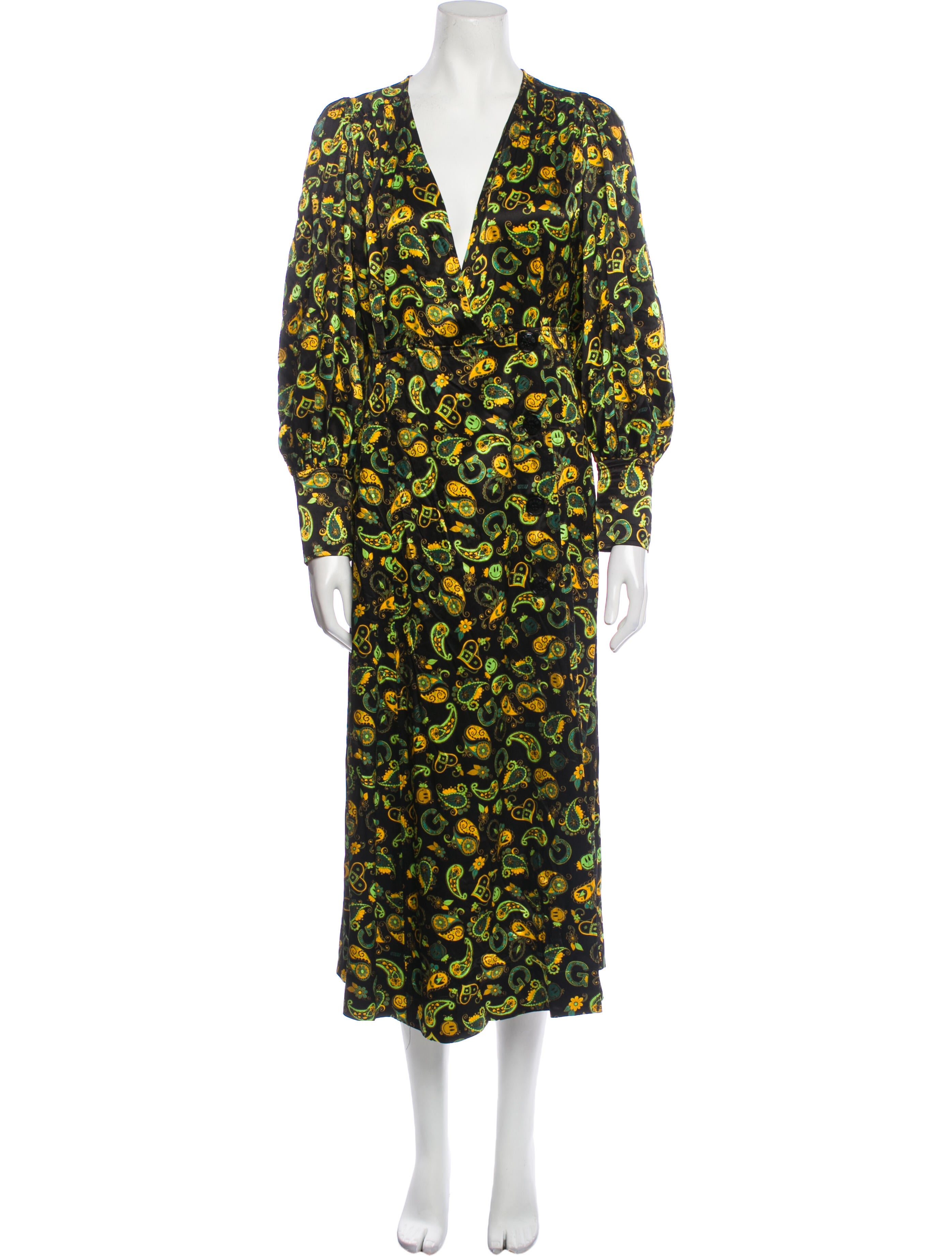 ワンピース Ganni Floral Print Long Dress Ganni Floral Print Long Dress - Black Dresses, Clothing