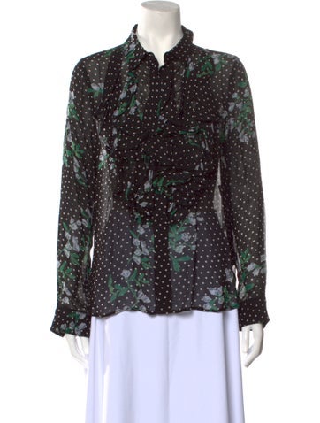 Ganni Tops Printed Long Sleeve Button-Up Top Us6, Dk36 | M