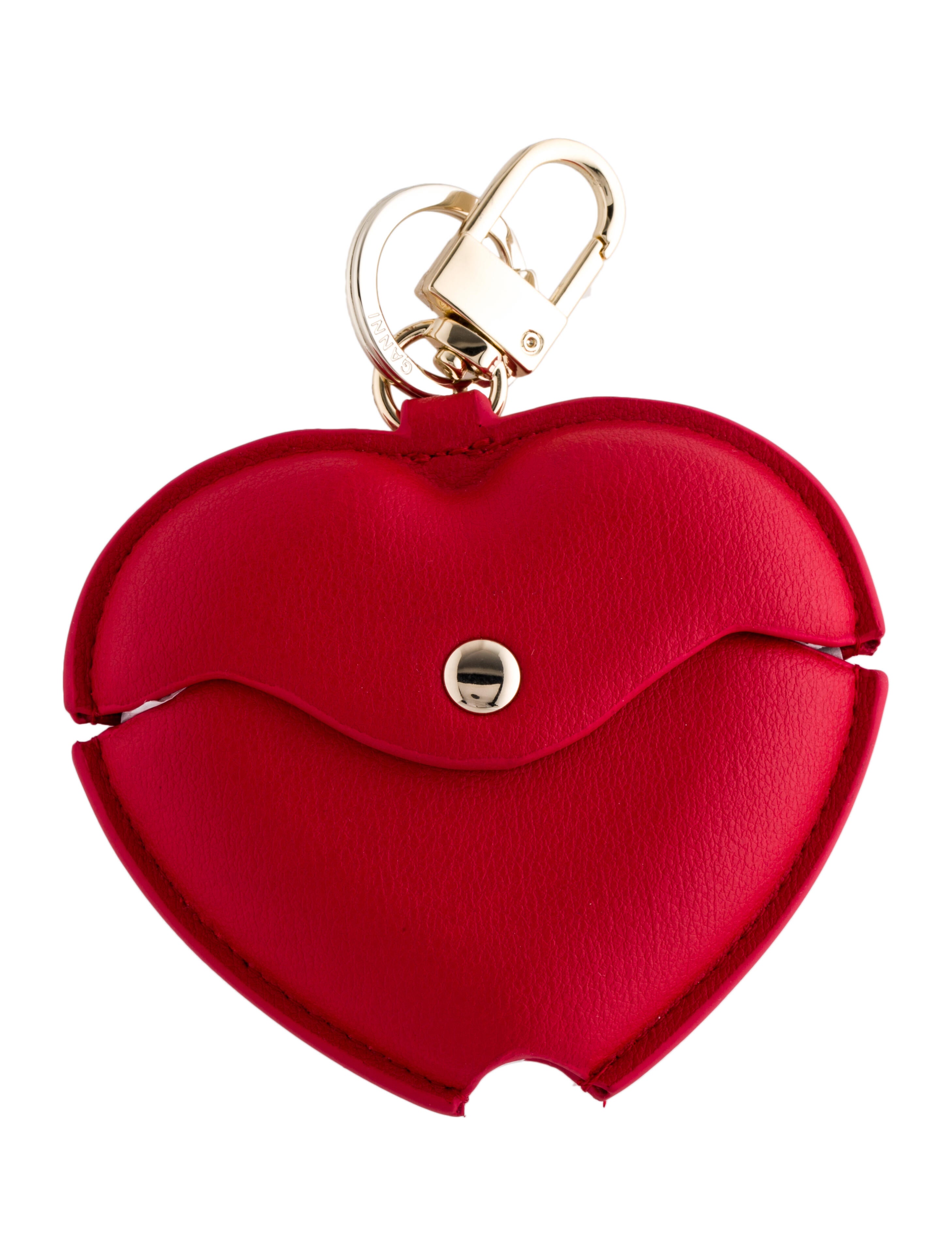 【関税込み】Bou Heart Keyring - Ganni - Leather - Black Ganni Leather Heart Keychain - Red Keychains, Accessories