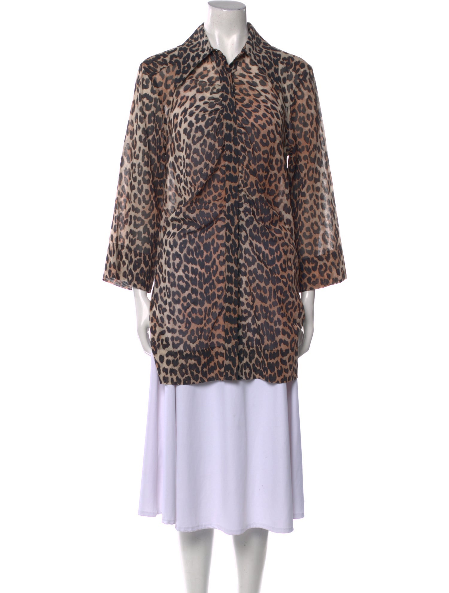 Ganni Animal Print Long Sleeve Tunic