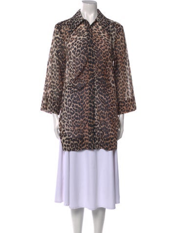 Ganni Tops Animal Print Long Sleeve Tunic XL