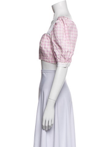 Zhiggie Plaid Print V-Neck Crop Top — image 2 of 4
