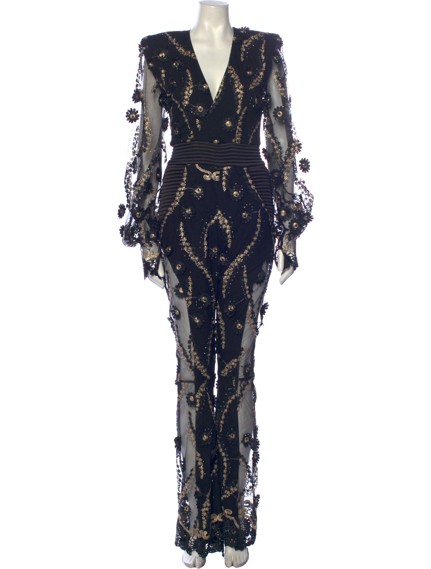 Zhivago Patterned V Neck Jumpsuit Black 14 25 Rise Jumpsuits and