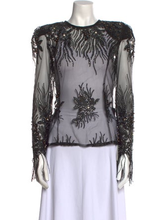 Zhivago Lace Pattern Crew Neck Blouse