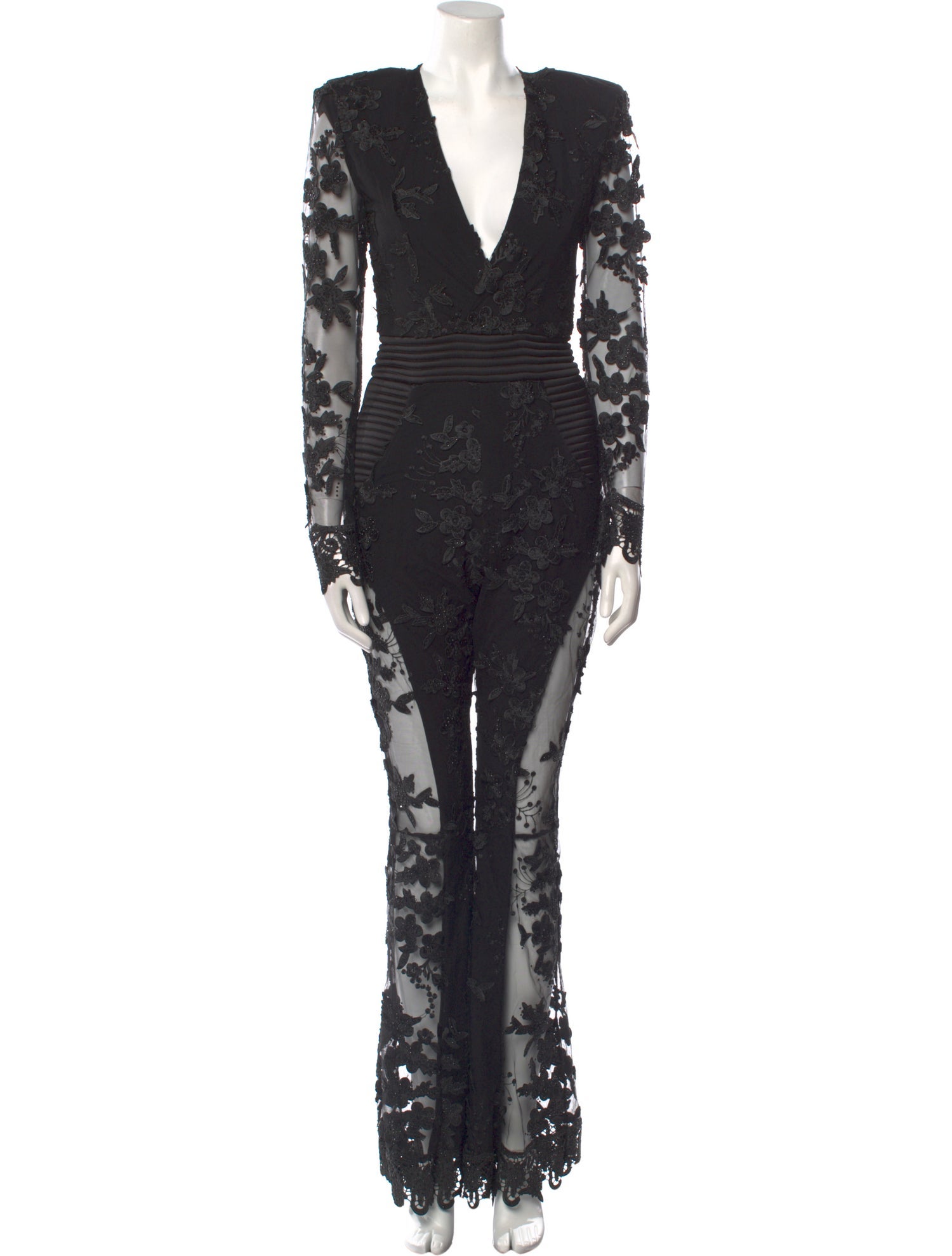 Zhivago Lace Pattern V-Neck Jumpsuit