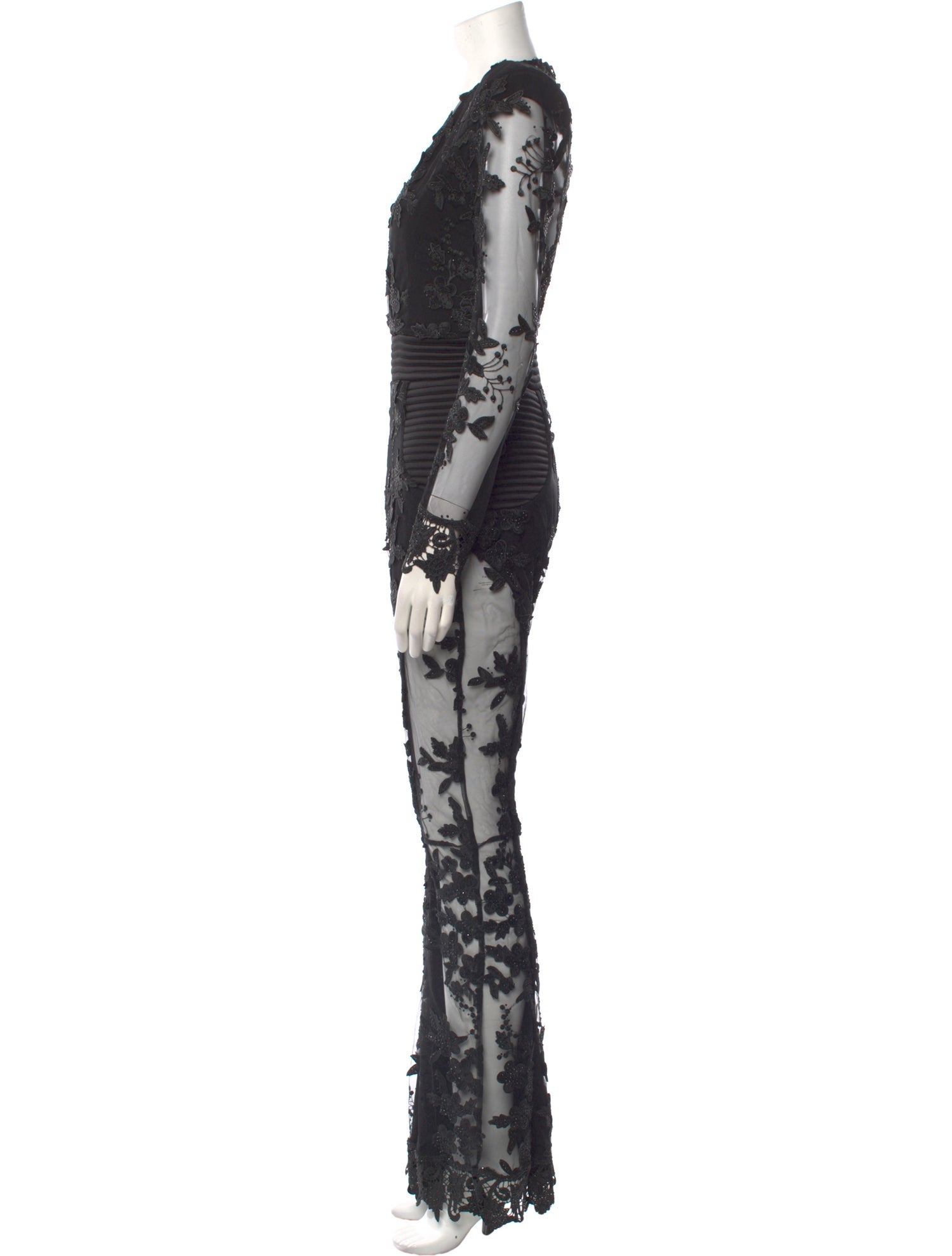 Zhivago Lace Pattern V-Neck Jumpsuit