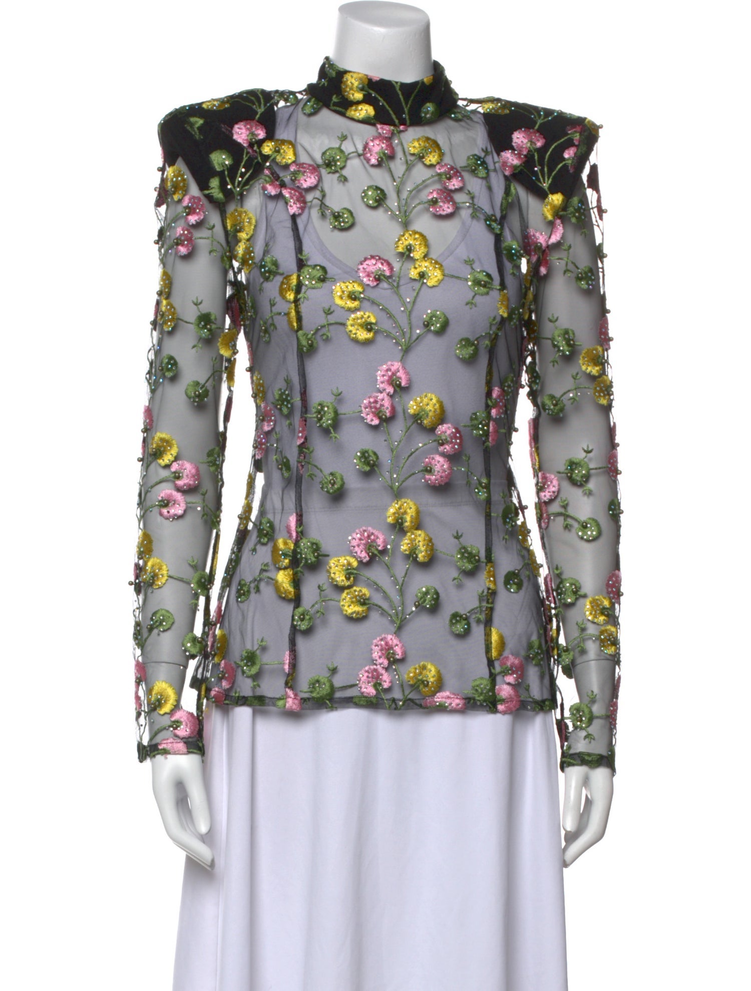 Zhivago Floral Print Mock Neck Blouse
