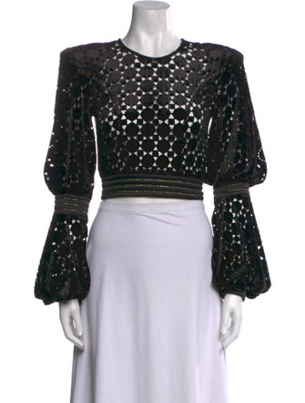 Zhivago Lace Pattern Crew Neck Crop Top