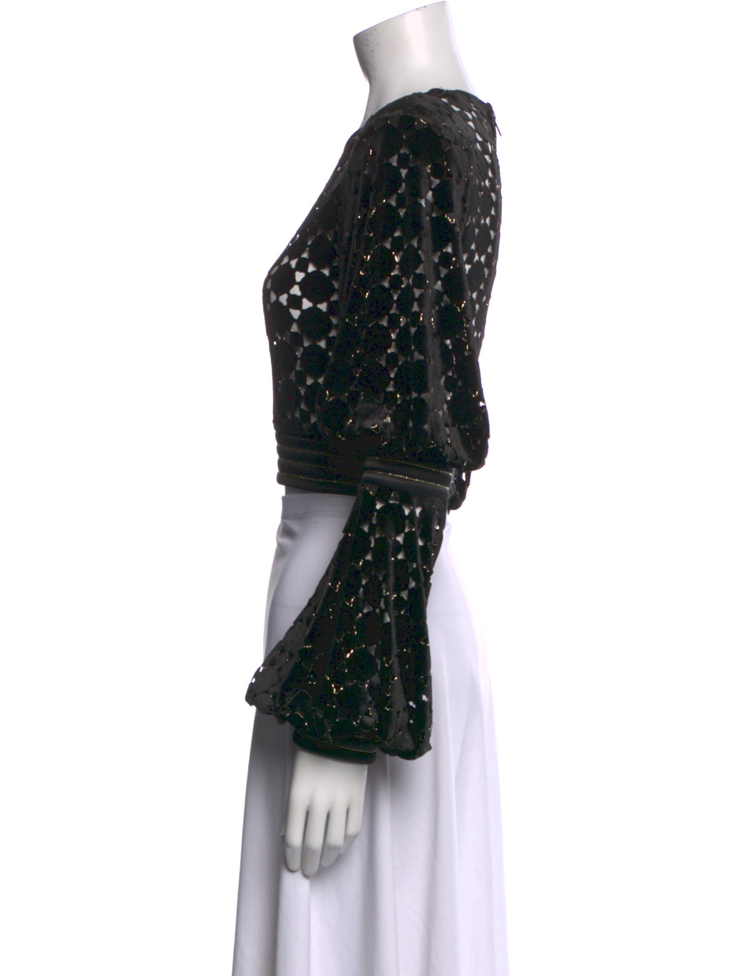 Zhivago Lace Pattern Crew Neck Crop Top