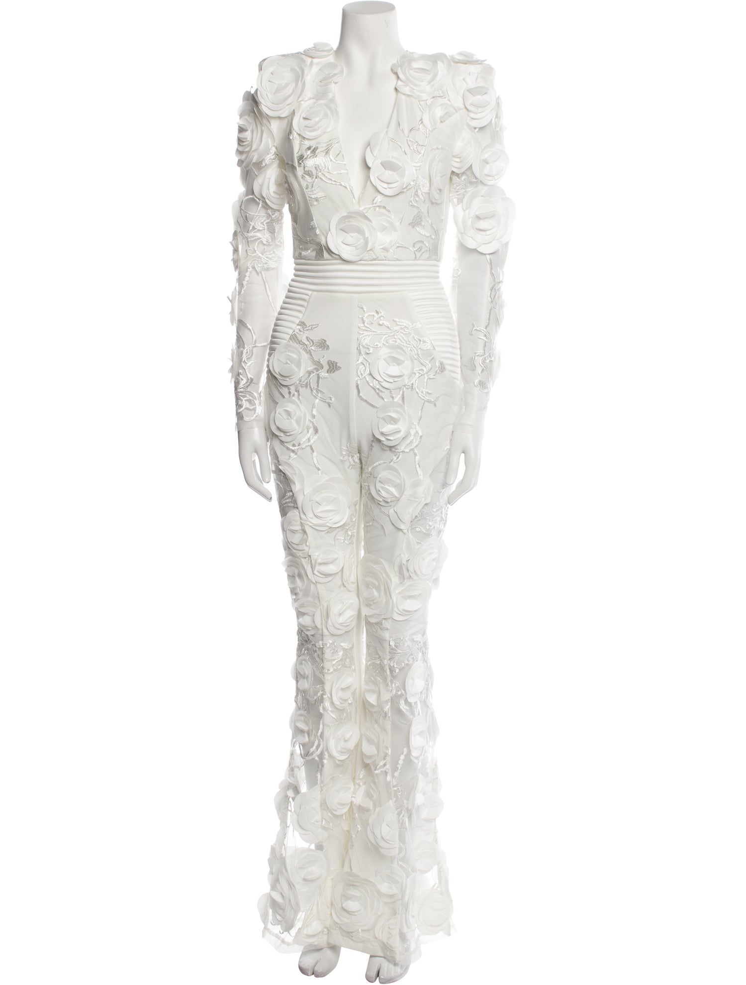 Zhivago Lace Pattern V-Neck Jumpsuit