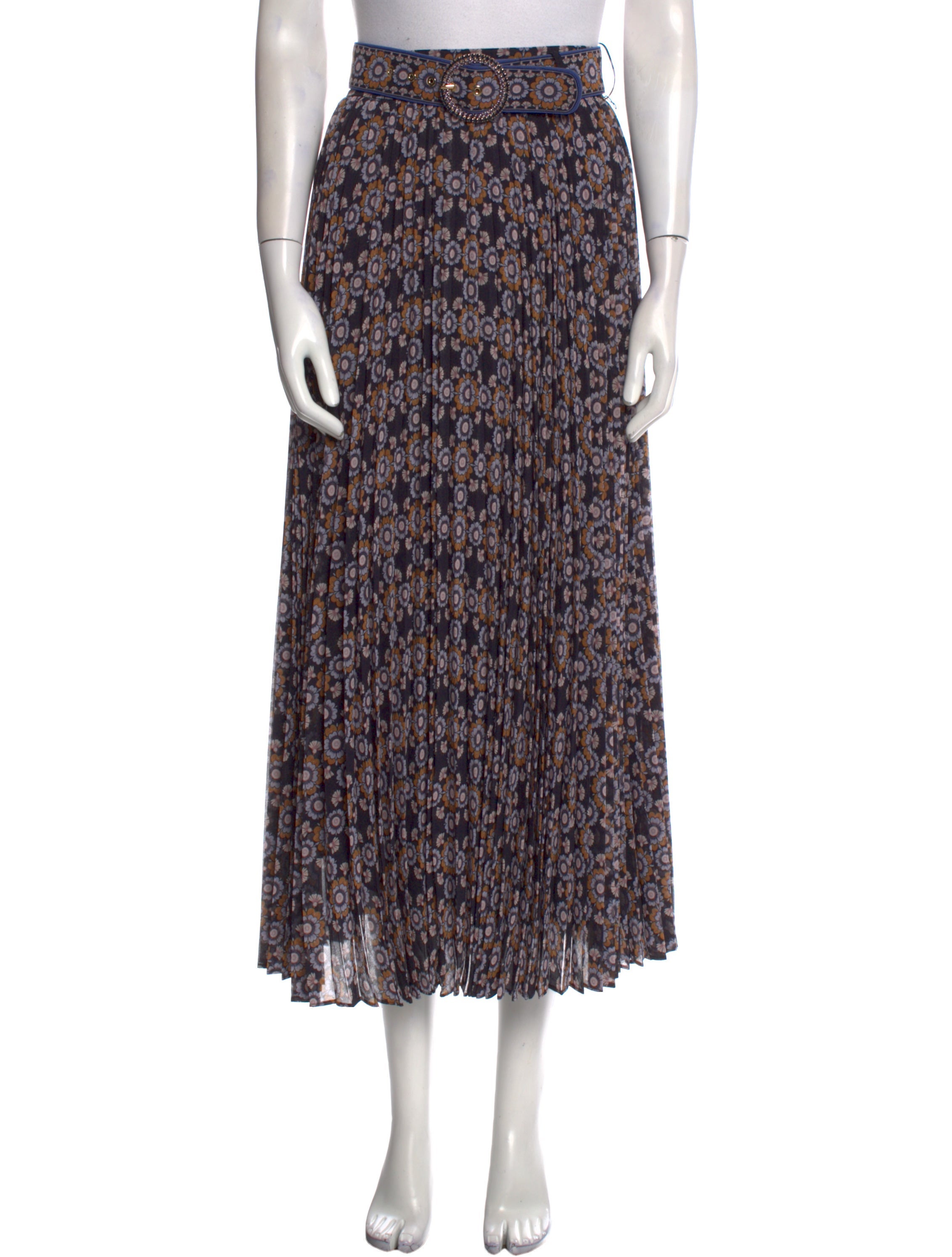 Zimmermann Floral Print Midi Length Skirt Blue Skirts, Clothing