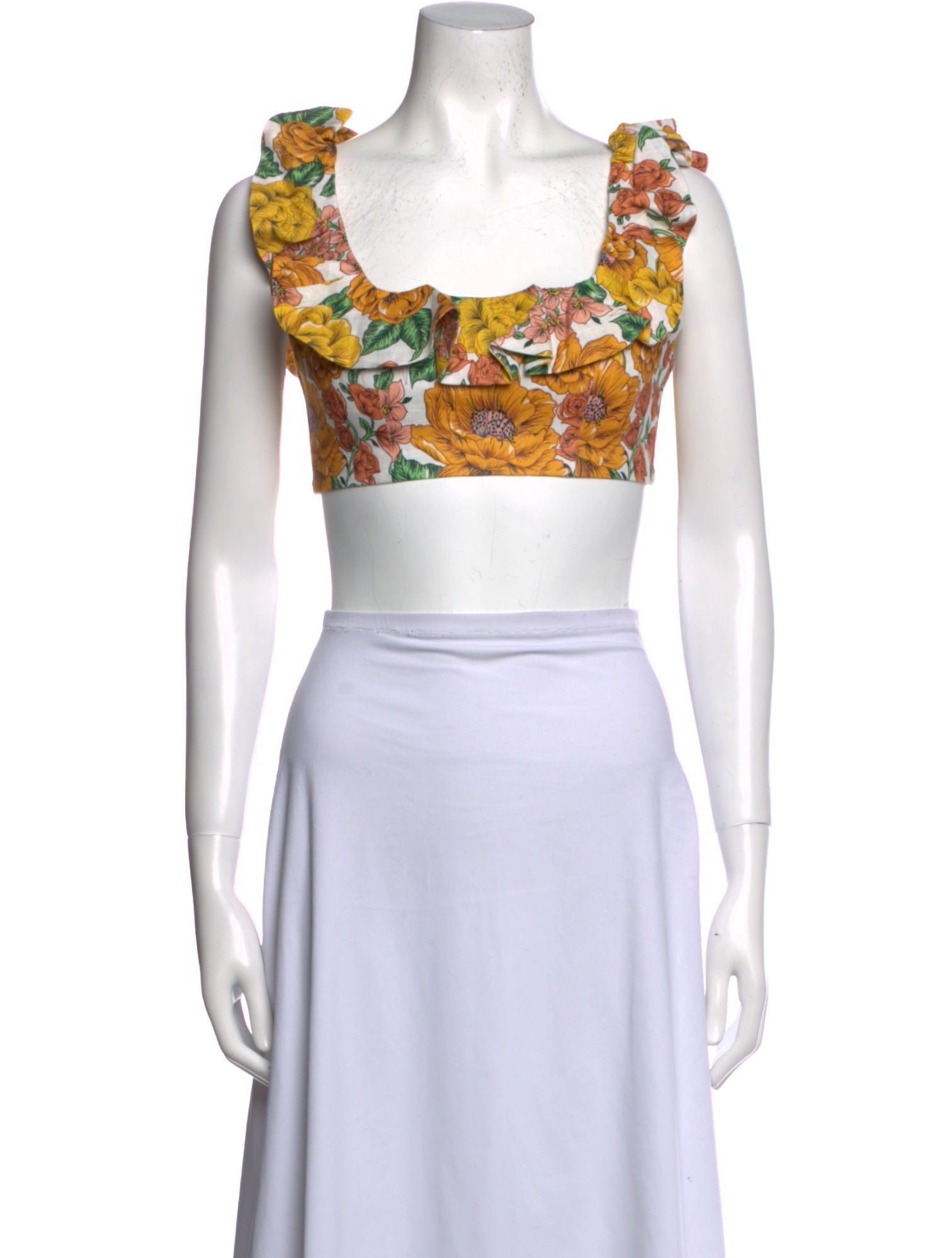 Zimmermann Floral Print Square Neckline Crop Top - Neutrals
