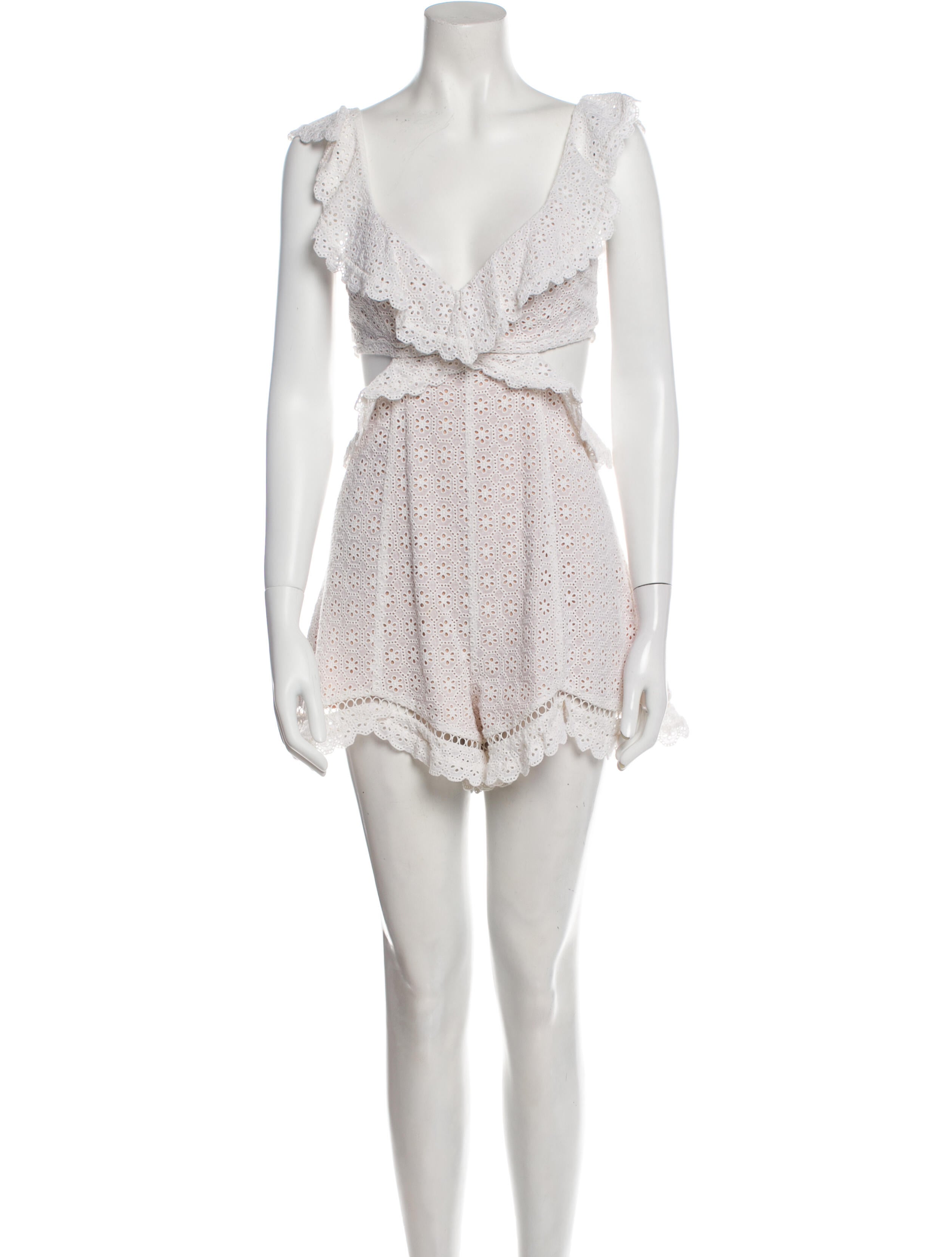 Zimmermann Lace Pattern V-Neck Romper