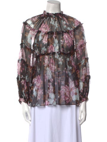 Zimmermann Tops Silk Floral Print Blouse XS