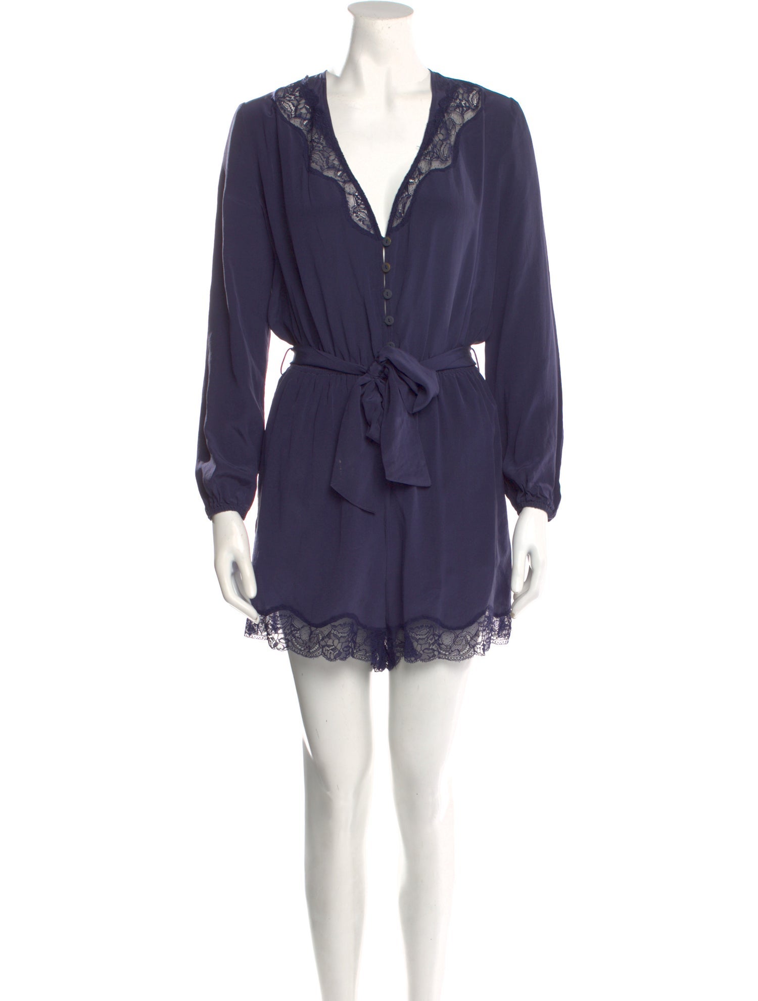 Zimmermann Silk Plunge Neckline Romper - Blue, 13.5
