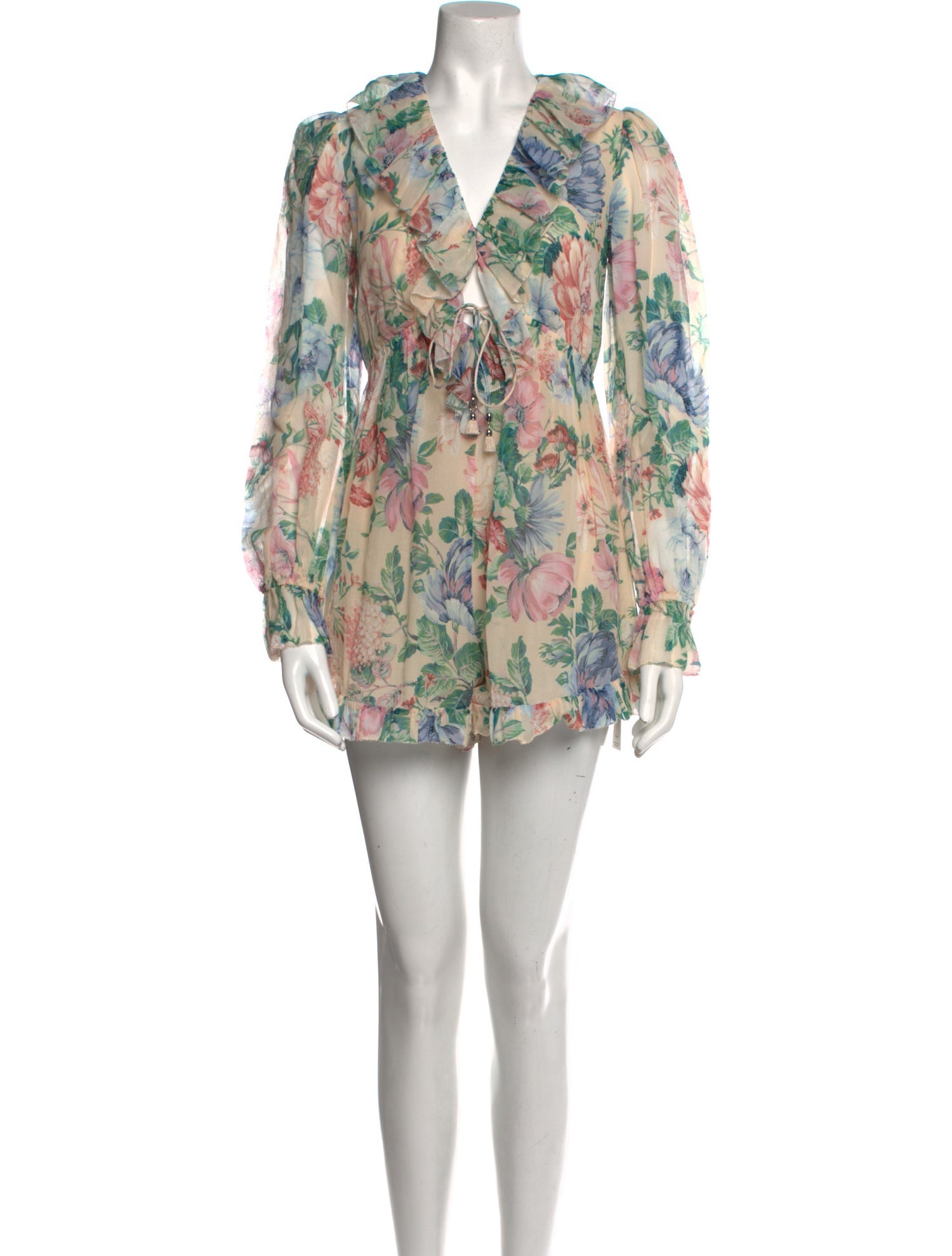 thevirgins original flower romper最終値下げ♡ Floral Ruffle Chiffon Romper 1995683