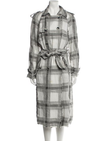 Zimmermann Coats Plaid Print Trench Coat S