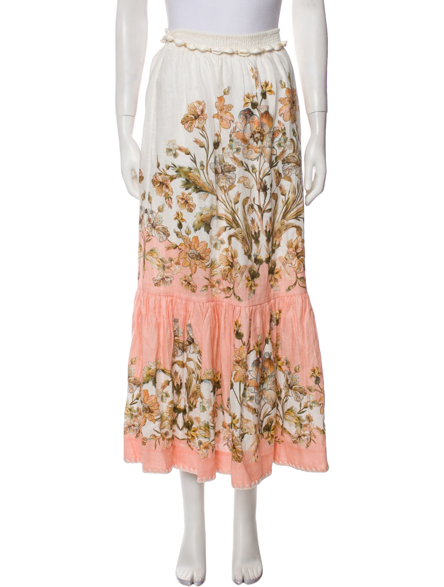 Zimmermann Linen Midi Length Skirt - Neutrals Skirts
