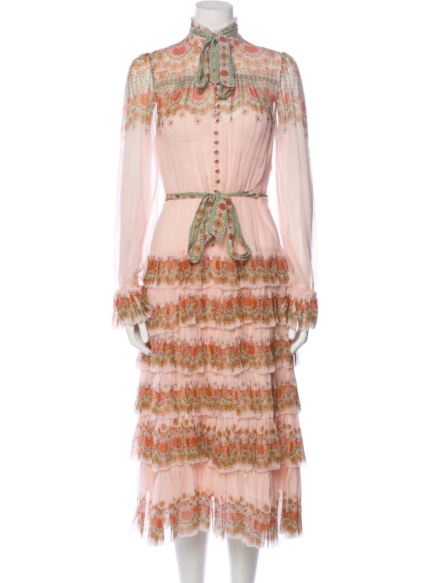 Zimmermann Printed Midi Length Dress Pink Dresses, Clothing
