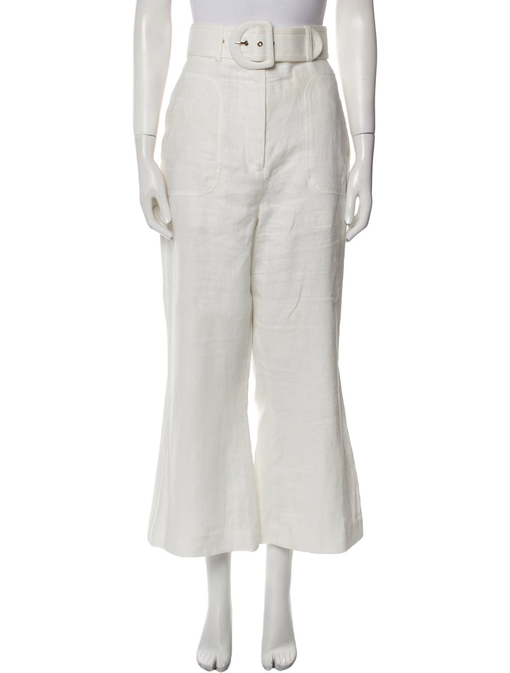 Zimmermann Linen Wide Leg Pants White, 11.25" Rise Pants, Clothing