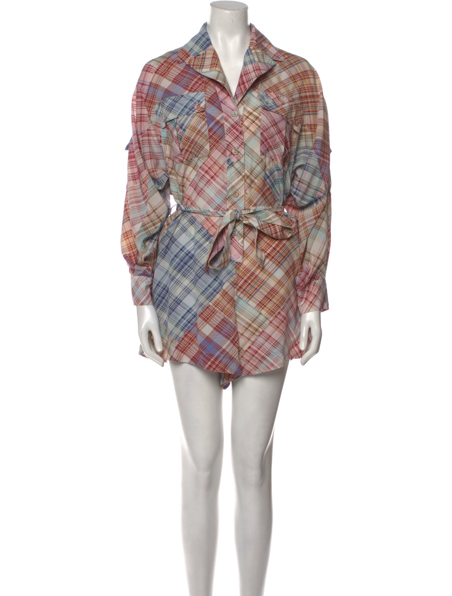 Zimmermann Silk Plaid Print Romper