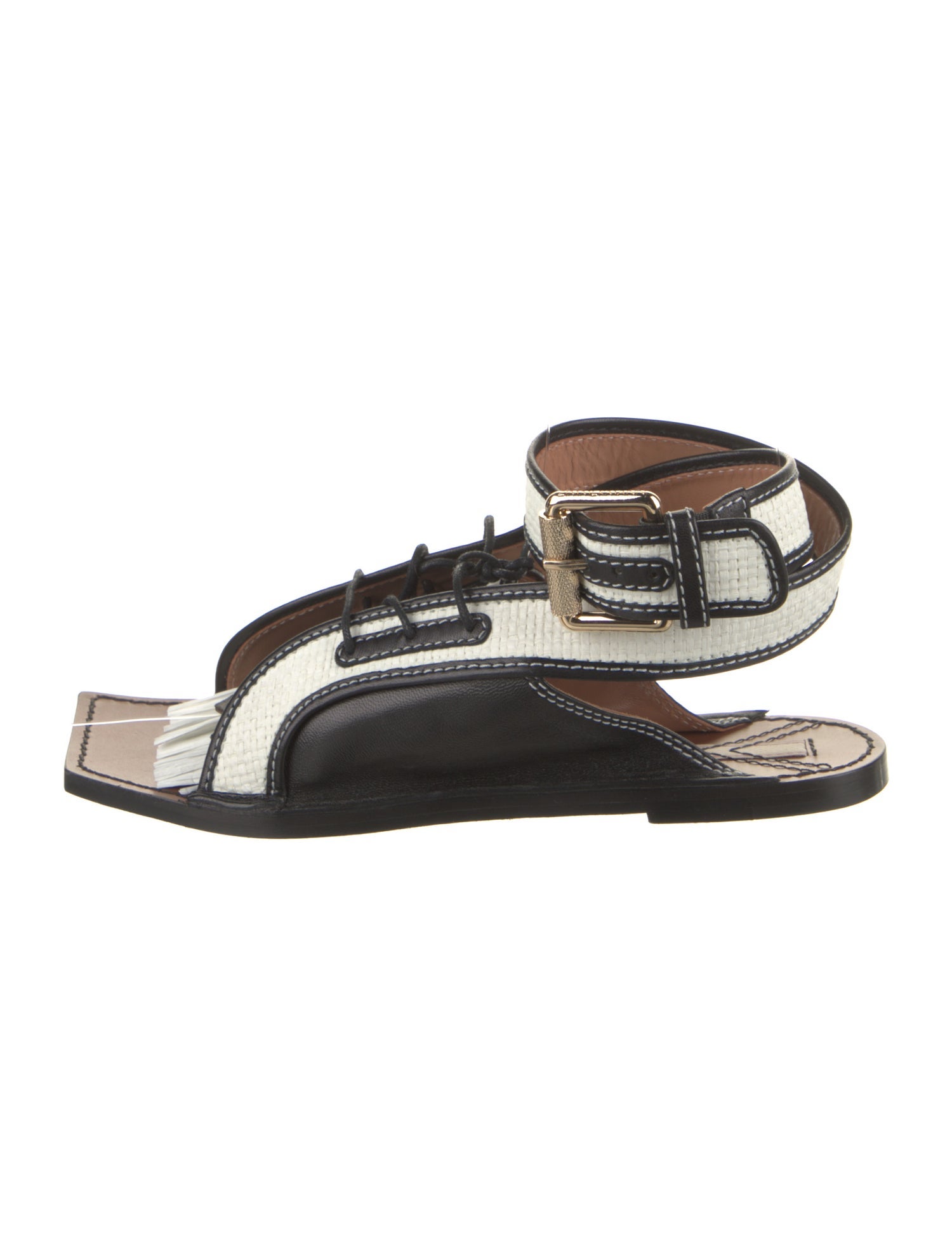 Zimmermann Leather Colorblock Pattern Sandals
