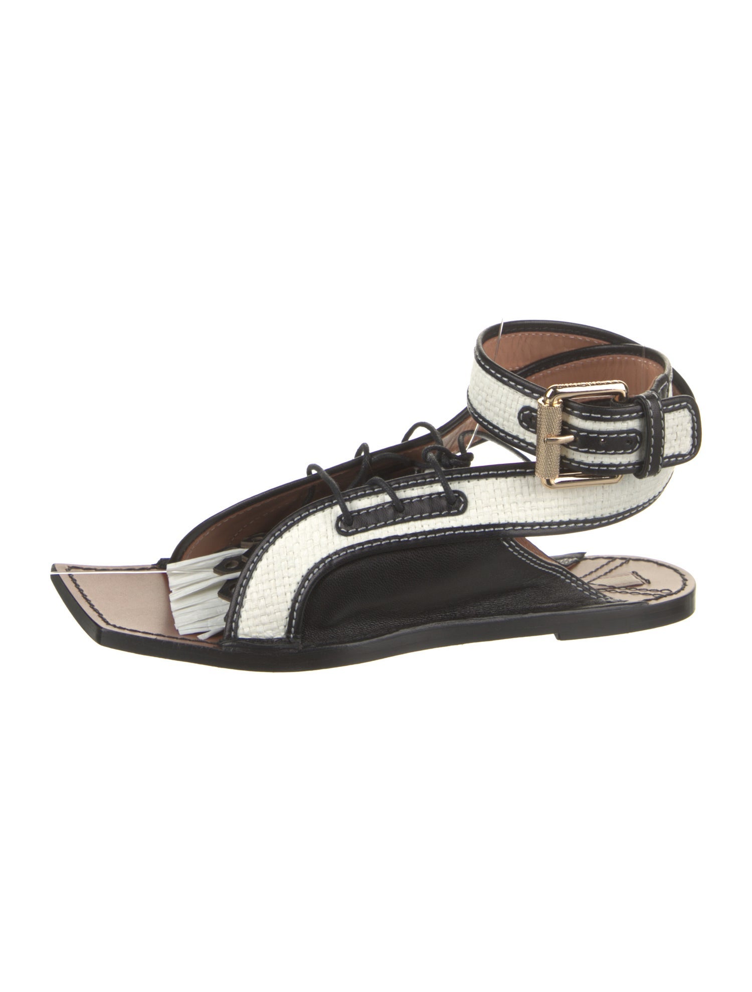 Zimmermann Leather Colorblock Pattern Sandals