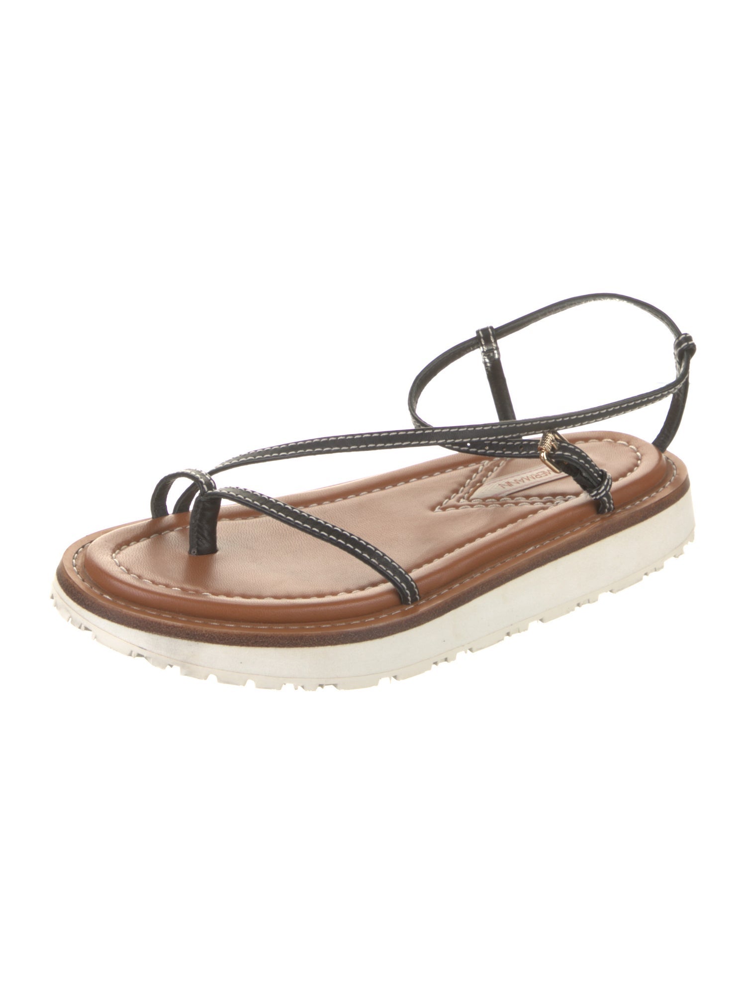 Zimmermann Leather Whipstitch Trim Slingback Sandals