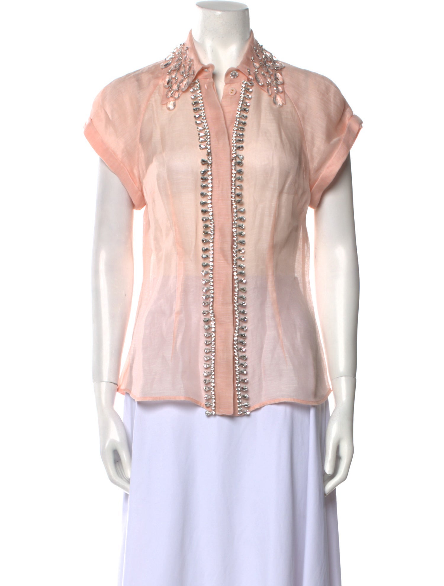 Zimmermann Linen Short Sleeve Button-Up Top w/ Tags