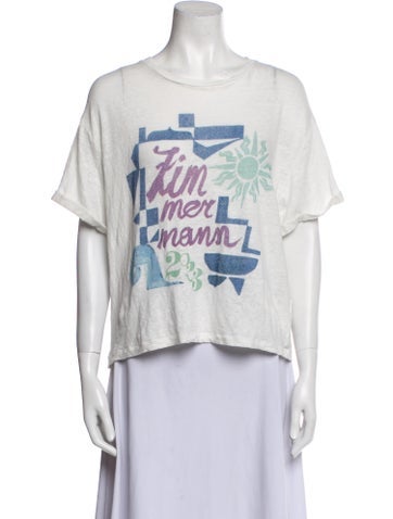 Zimmermann Tops Linen Graphic Print T-Shirt L