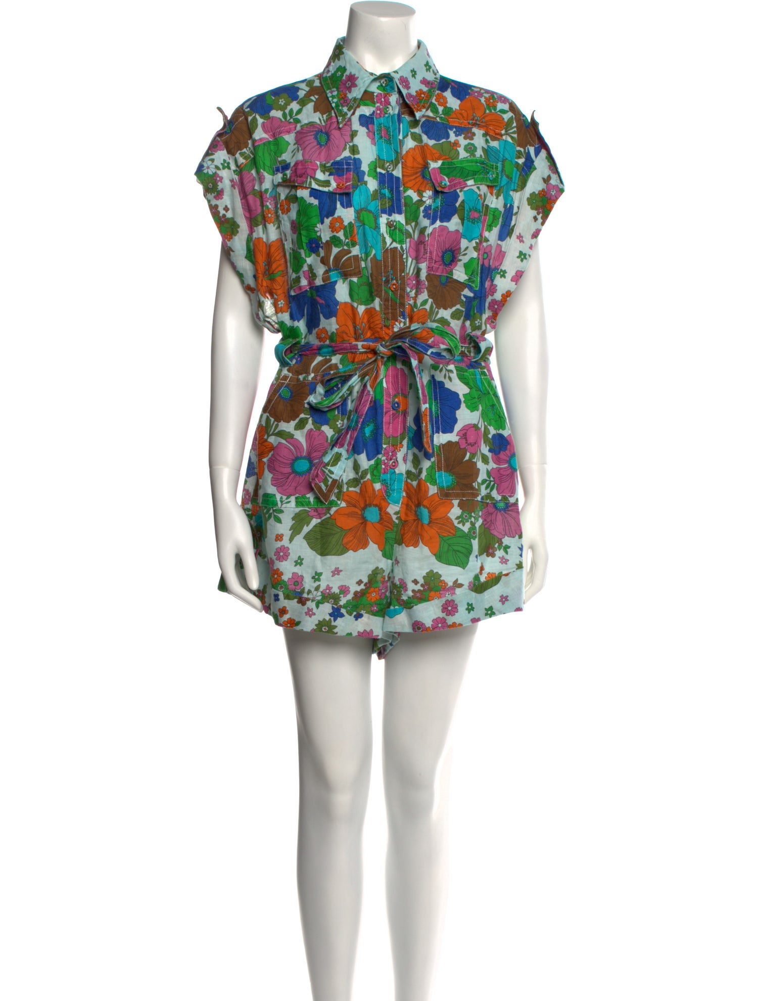 Zimmermann Linen Floral Print Romper