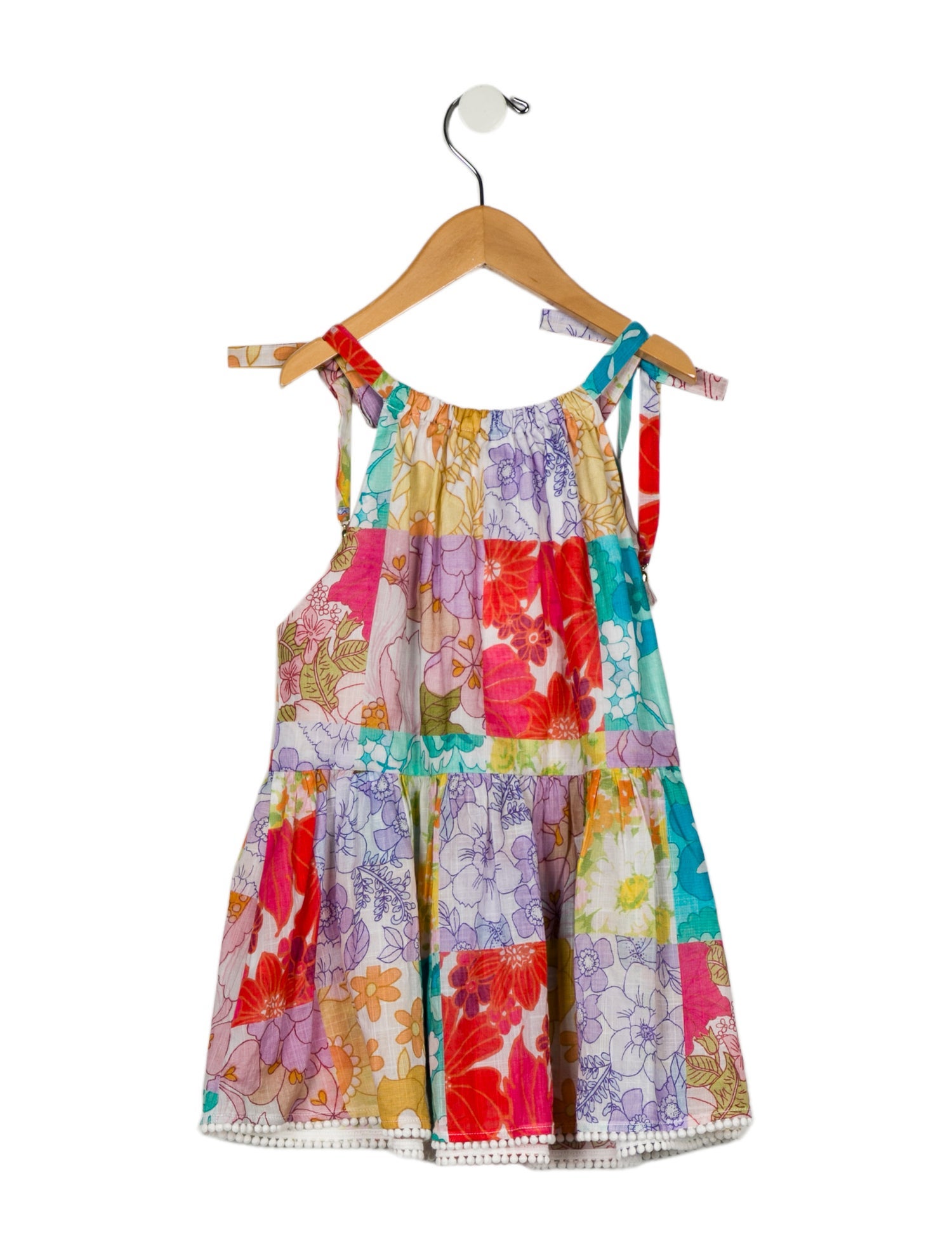 Zimmermann Kids Girls' Printed Pom-Pom Embellished Sleeveless Dress
