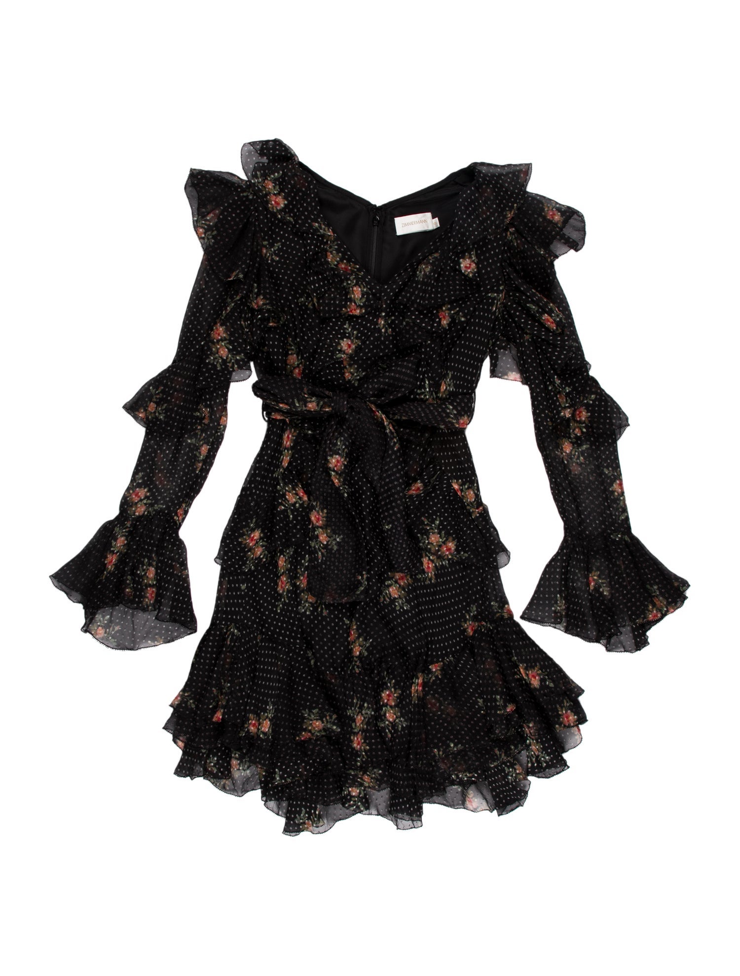 zimmermann black short dress Zimmermann Heathers Flounce Short Dress Black- Size 1