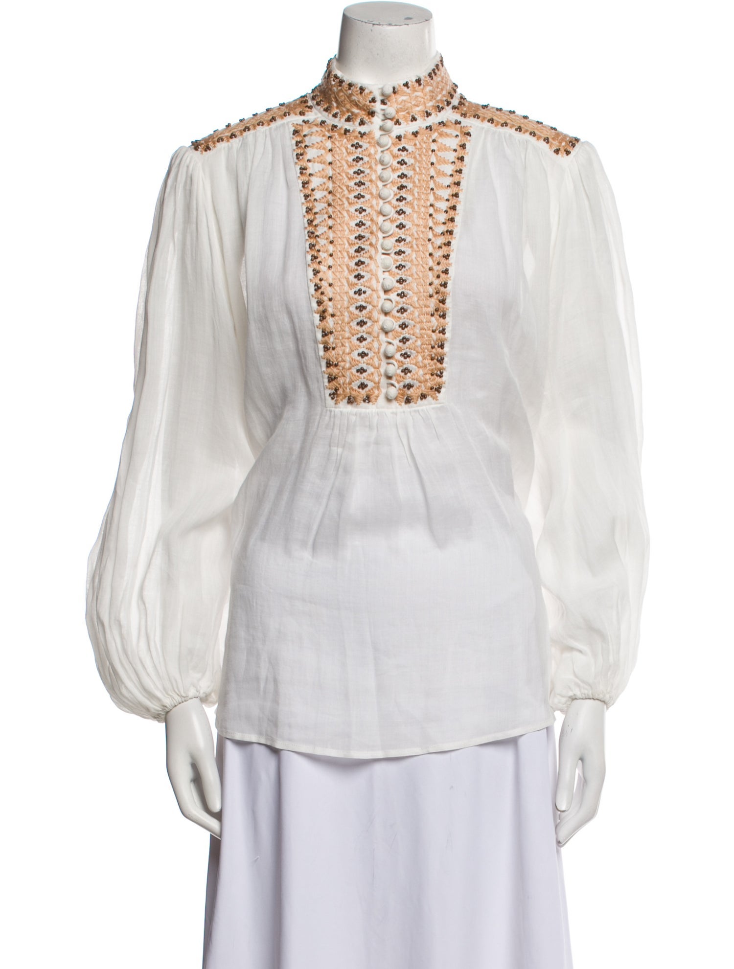Zimmermann Mock Neck Long Sleeve Blouse
