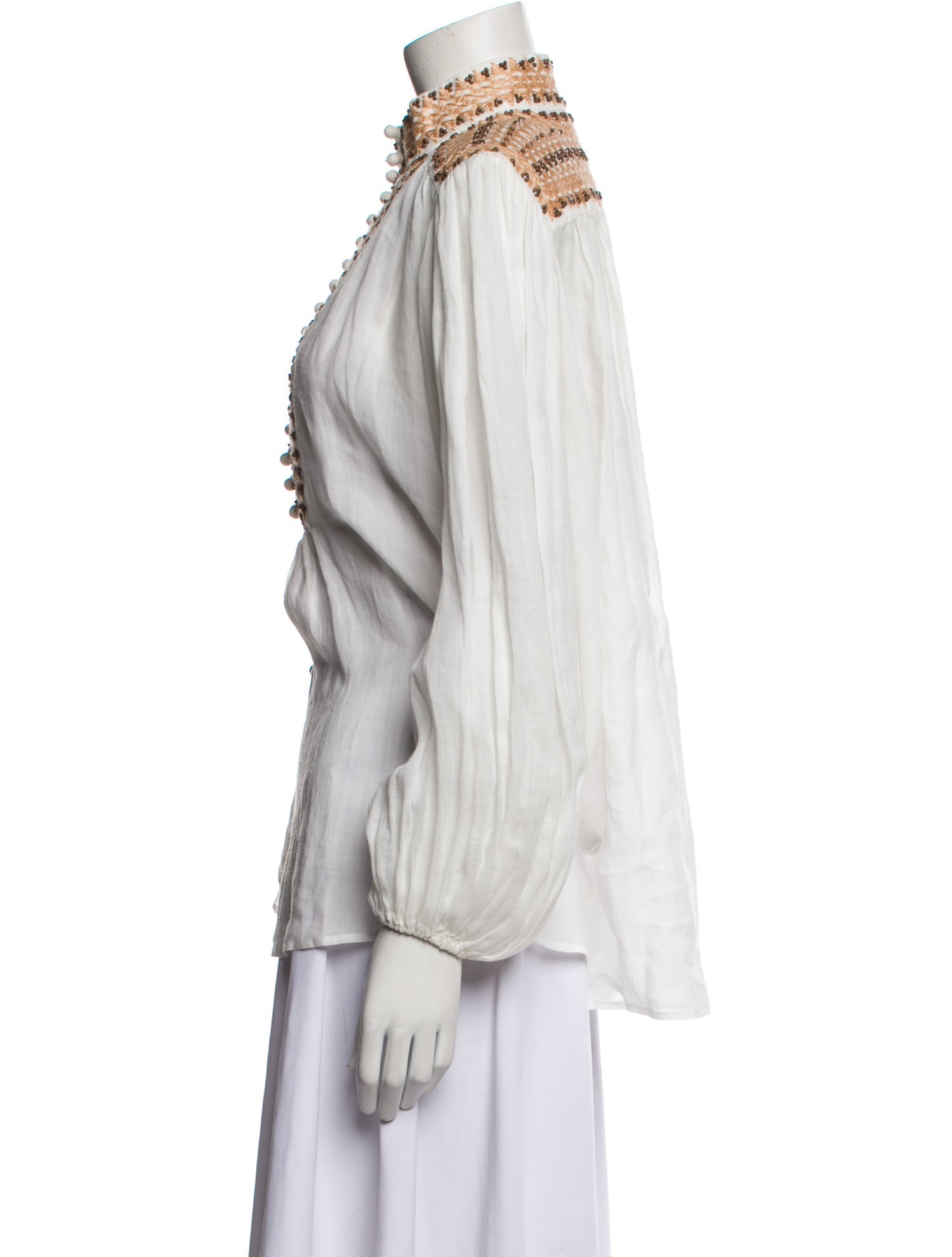 Zimmermann Mock Neck Long Sleeve Blouse