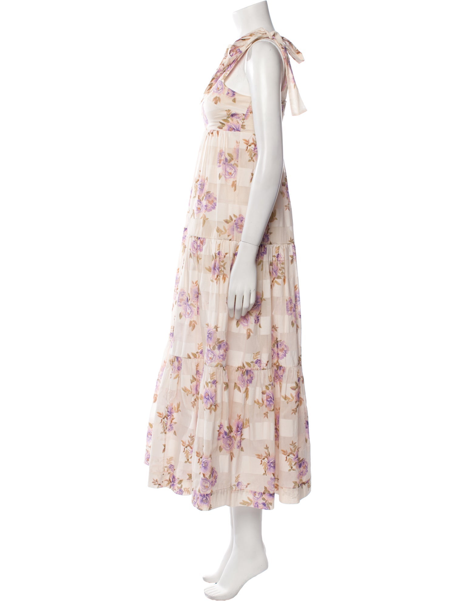 DÔEN Floral Print Long Dress - Yellow Dresses, Clothing - WDOEN77279 ...