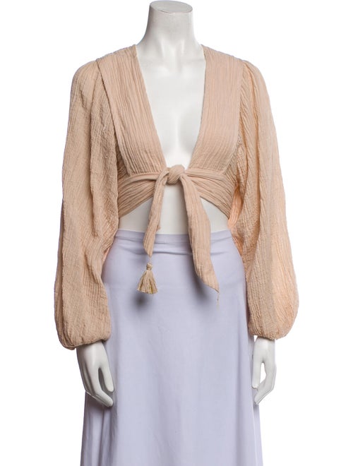 Zimmermann Open Front Long Sleeve Crop Top