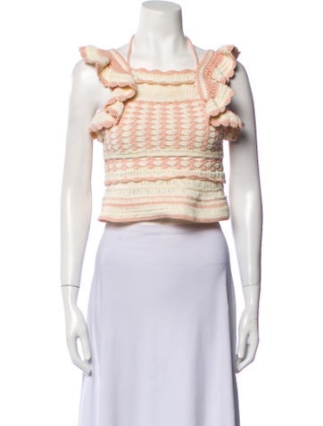 Zimmermann Tops Striped Square Neckline Crop Top XS