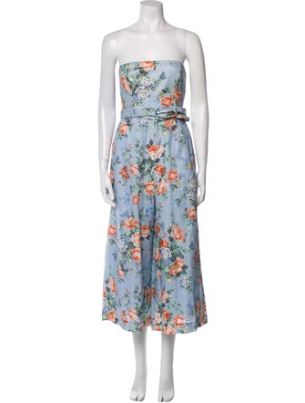 Zimmermann Linen Floral Print Jumpsuit
