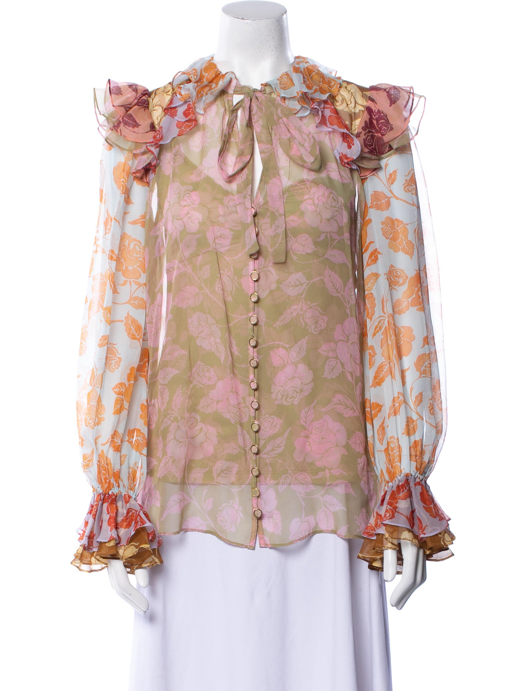 Zimmermann Floral Print Mock Neck Blouse w/ Tags