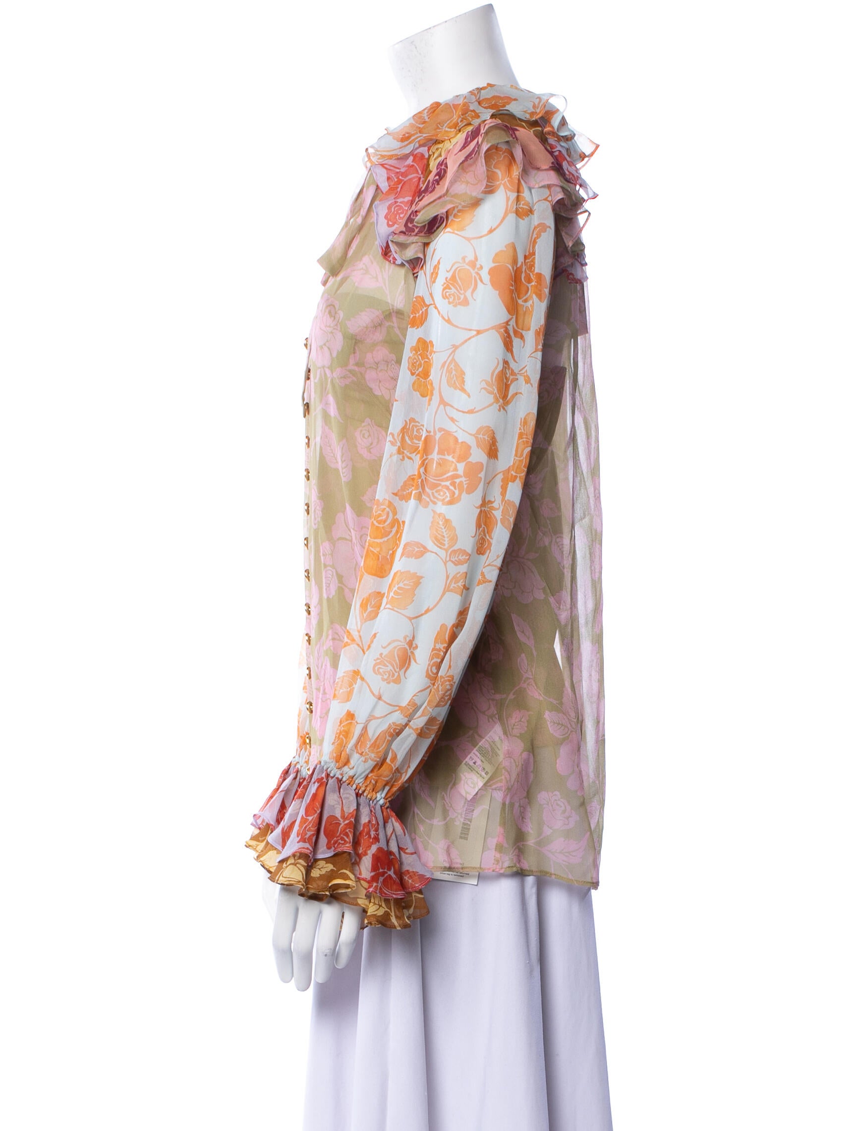 Zimmermann Floral Print Mock Neck Blouse w/ Tags