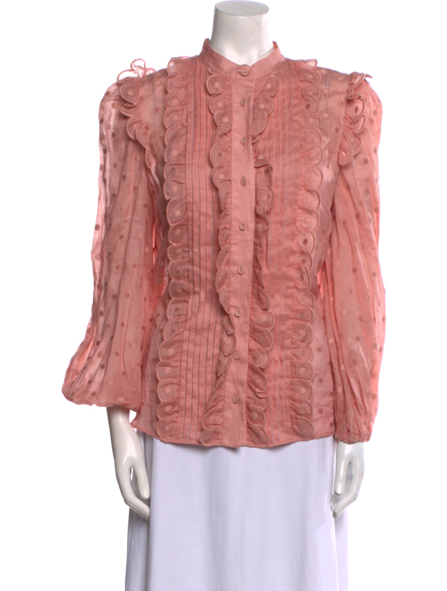 Zimmermann Mock Neck Three-Quarter Sleeve Button-Up Top w/ Tags