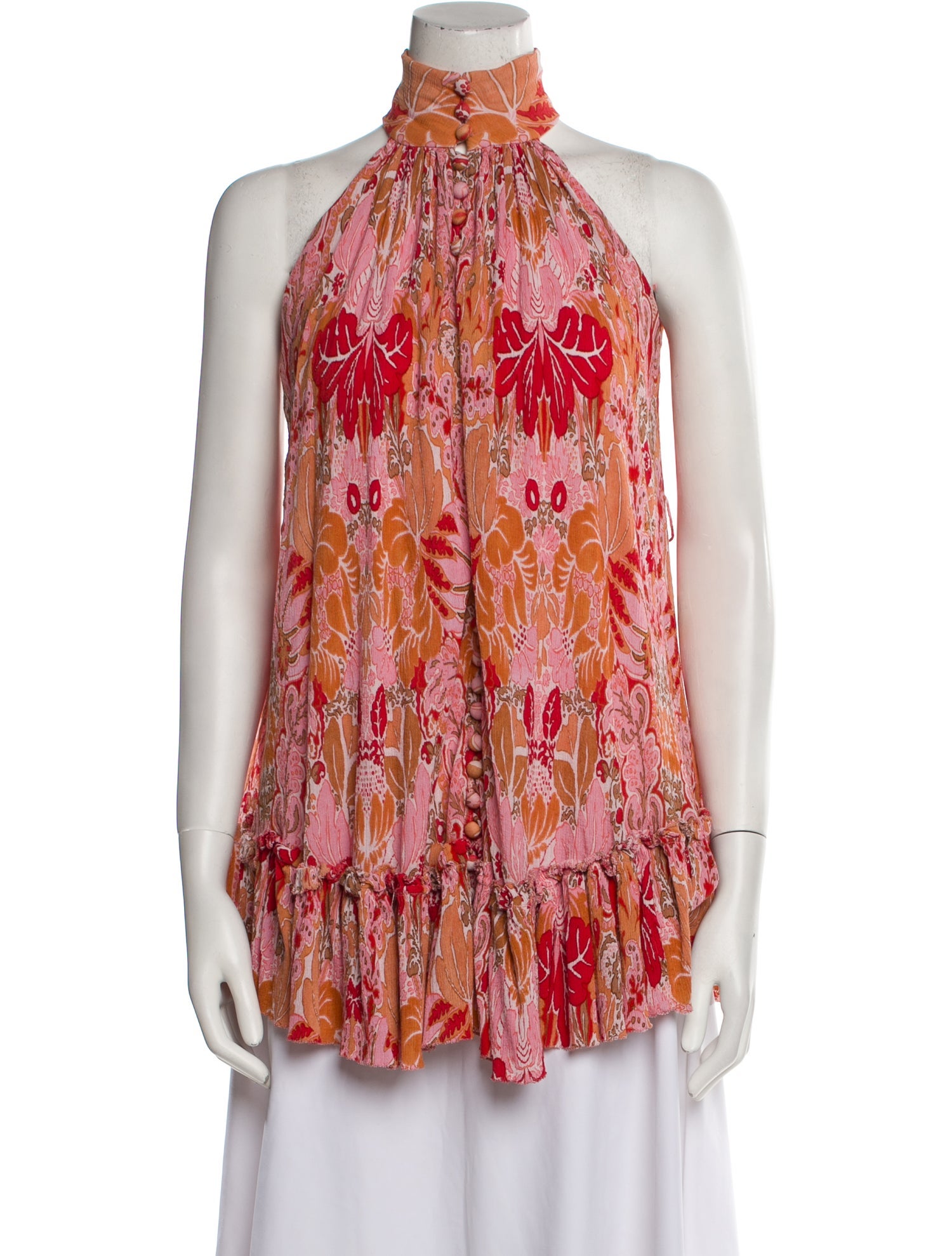 Zimmermann Floral Print Mock Neck Blouse