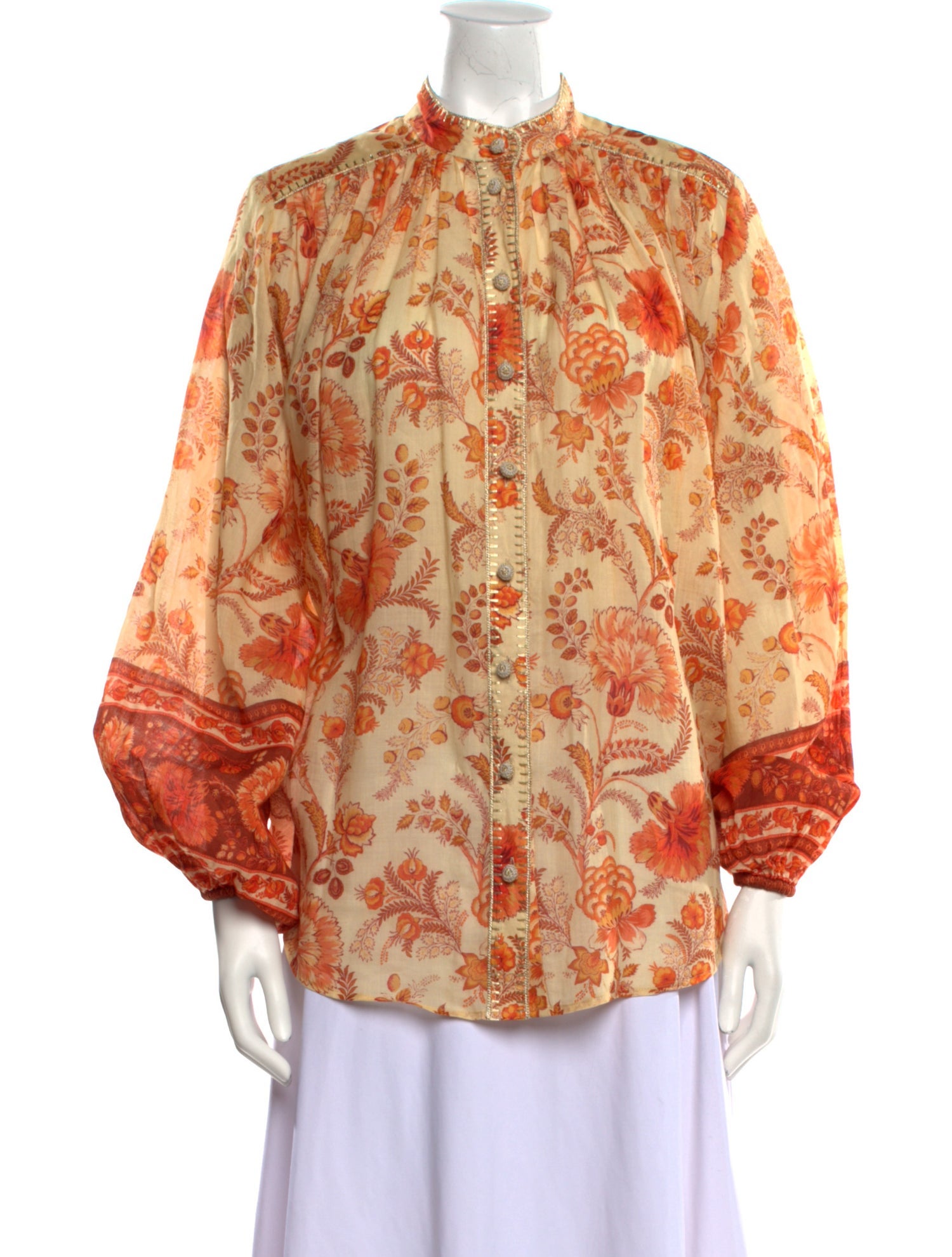 Zimmermann Floral Print Mock Neck Blouse